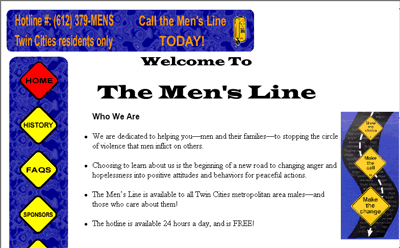 Image of the Men's Line home page